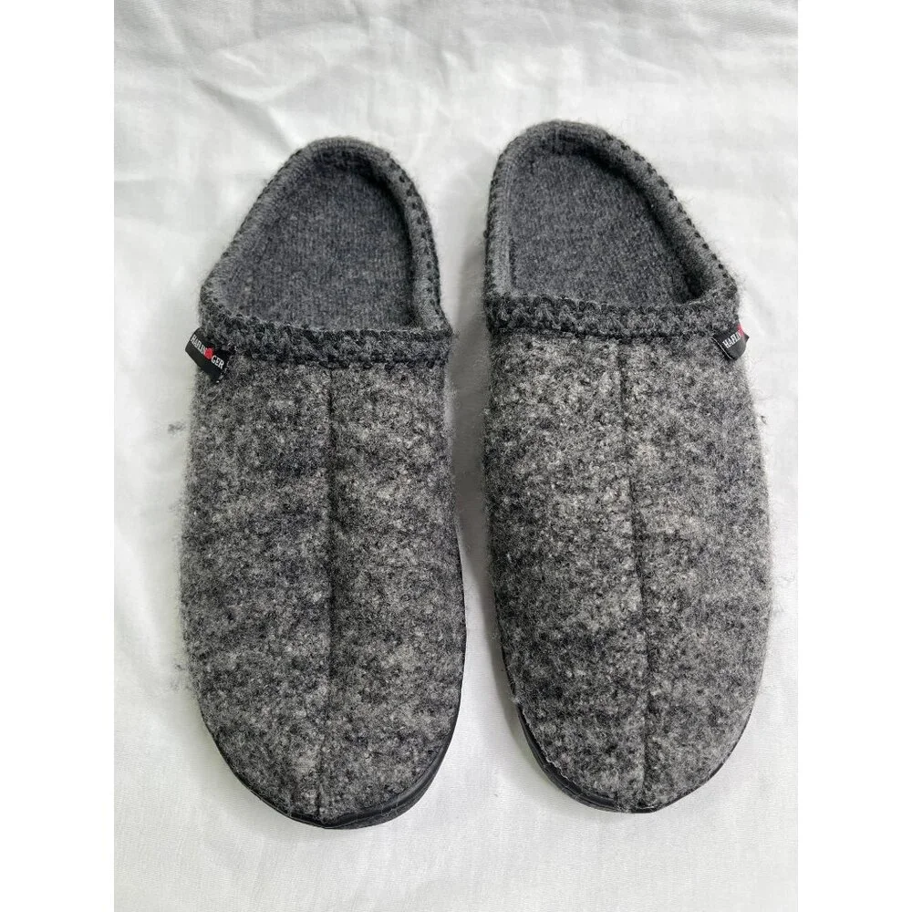 Haflinger Grey Wool Unisex Slippers 43 EU House Shoes